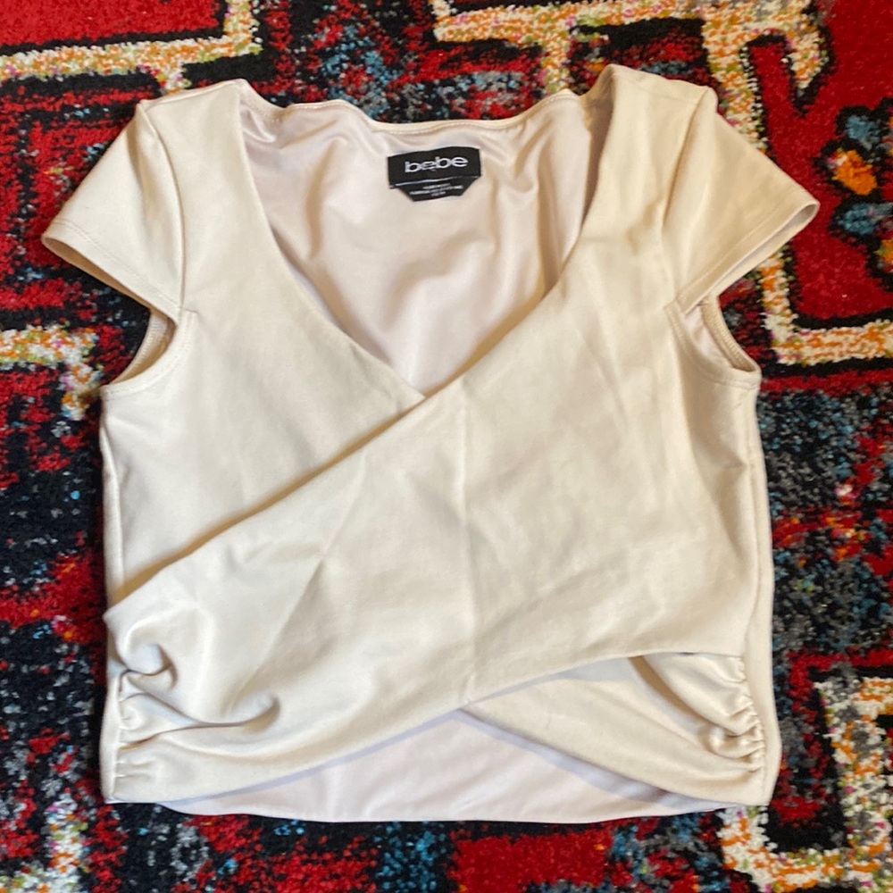 bebe Cream Wrap Crop Top